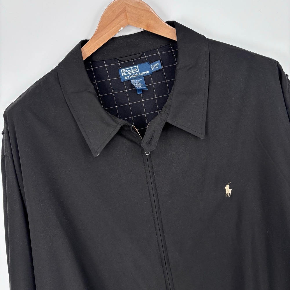 Polo Ralph Lauren Bi-Swing Windbreaker Jacket Men 4XLT Black Lightweight Preppy
